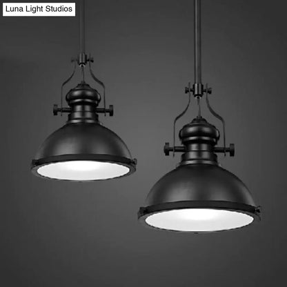 Loft Style Iron Pendant Lighting: Pot Cover 1-Light Hanging Fixture for Restaurants