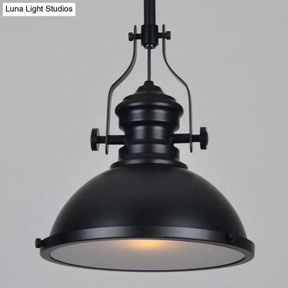 Loft Style Iron Pendant Lighting: Pot Cover 1-Light Hanging Fixture for Restaurants