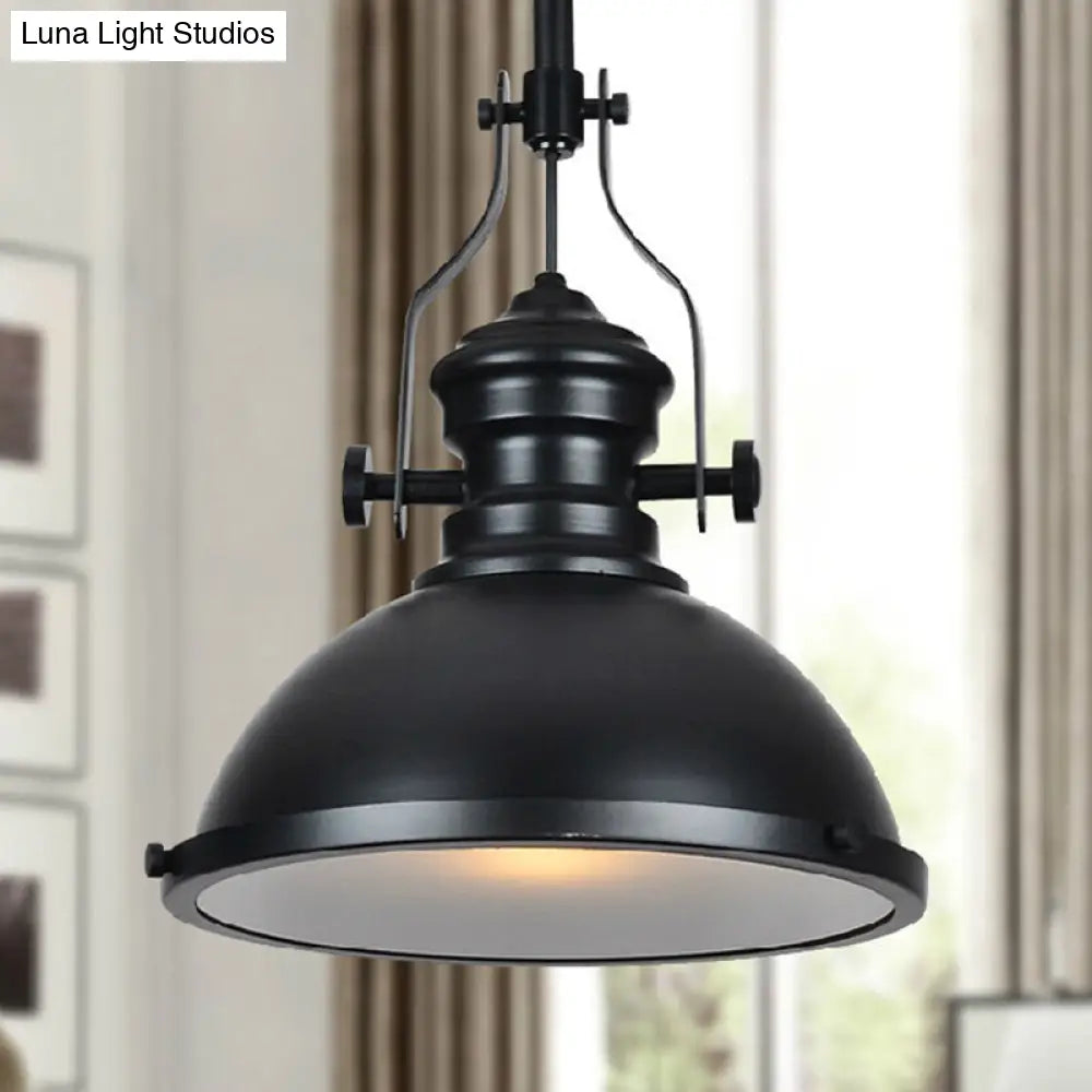 Loft Style Iron Pendant Lighting: Pot Cover 1-Light Hanging Fixture for Restaurants