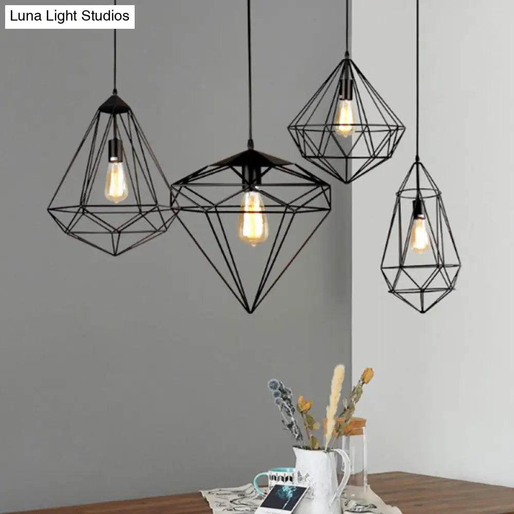 Loft Style Iron Wire Cage Pendant Lamp - Dining Room Suspension Light Fixture