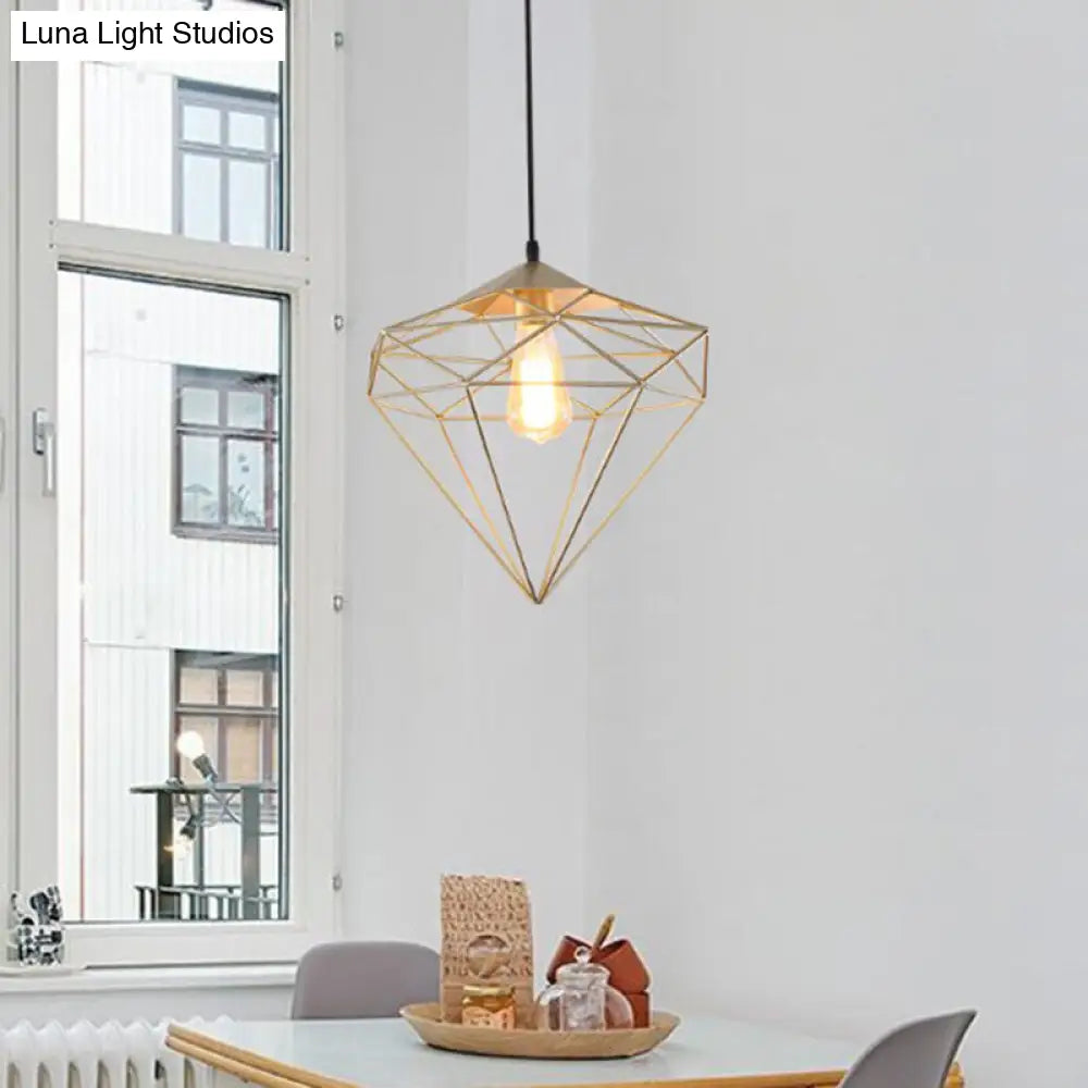 Loft Style Iron Wire Cage Pendant Lamp - Dining Room Suspension Light Fixture