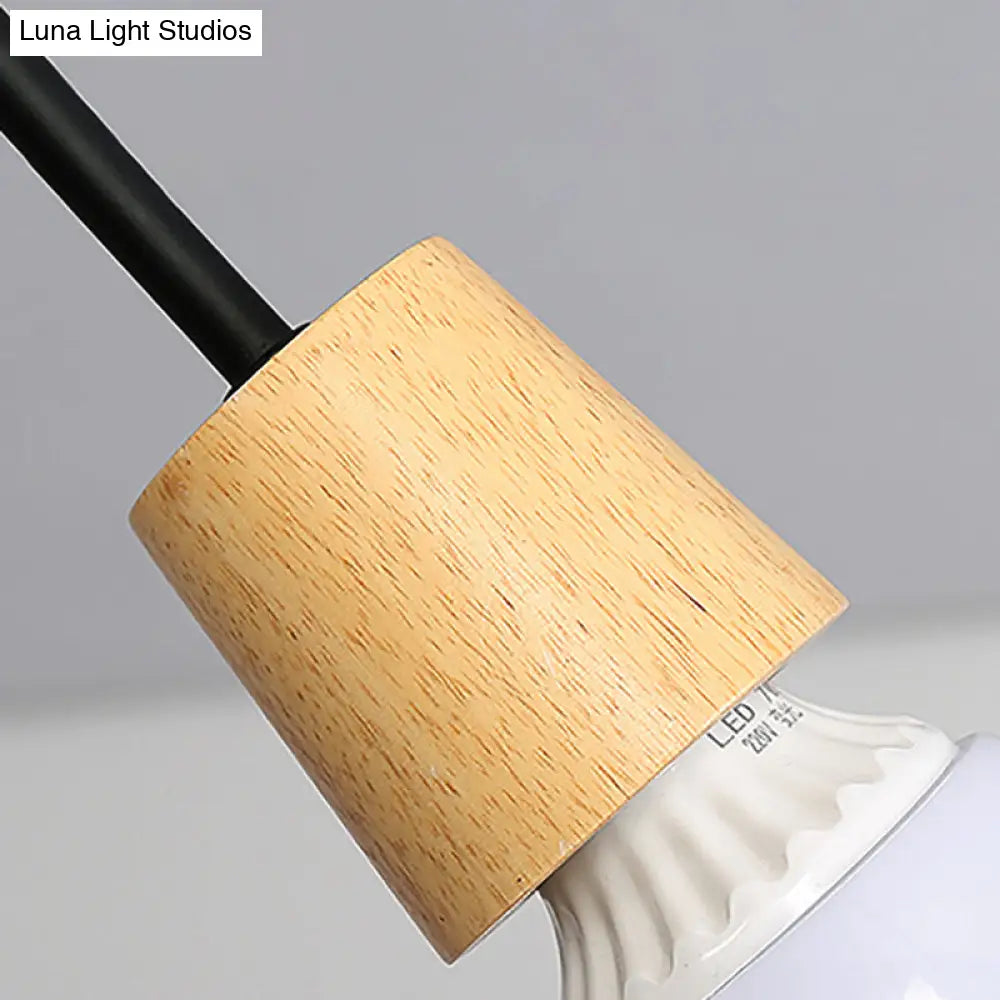 DecorBites™ DecorBites™ Loft Style Metal Ceiling Light with Open Bulb & Twisted Arm – 3/5 Lights, Wood Accent – Perfect for Kitchen & Semi Flush Pendant