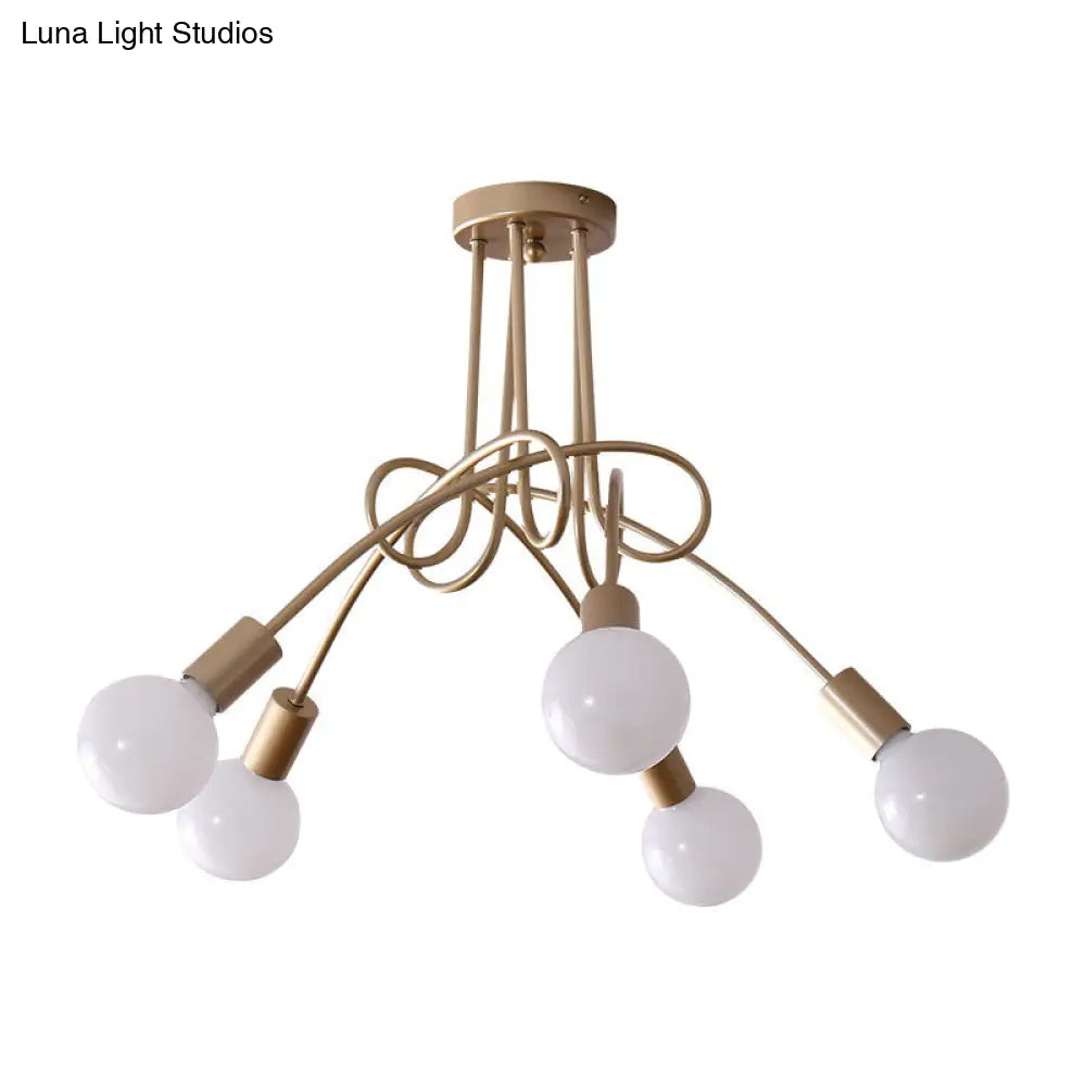 DecorBites™ DecorBites™ Loft Style Metal Flush Chandelier with Open Bulb Design for Bedroom Ceiling