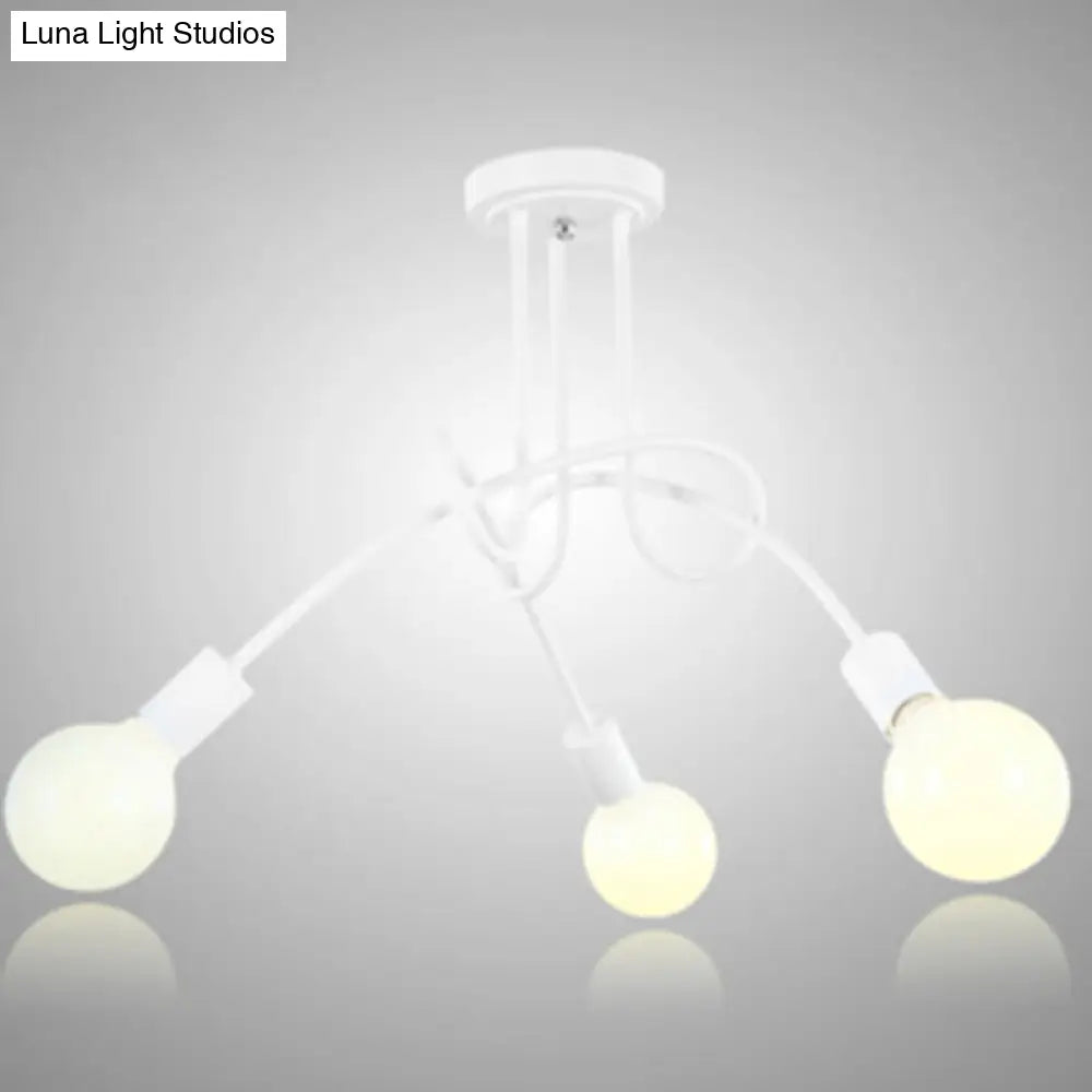 DecorBites™ DecorBites™ Loft Style Metal Flush Chandelier with Open Bulb Design for Bedroom Ceiling