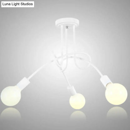 DecorBites™ DecorBites™ Loft Style Metal Flush Chandelier with Open Bulb Design for Bedroom Ceiling