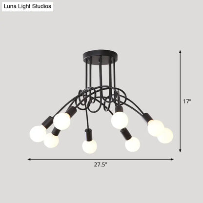 DecorBites™ DecorBites™ Loft Style Metal Flush Chandelier with Open Bulb Design for Bedroom Ceiling
