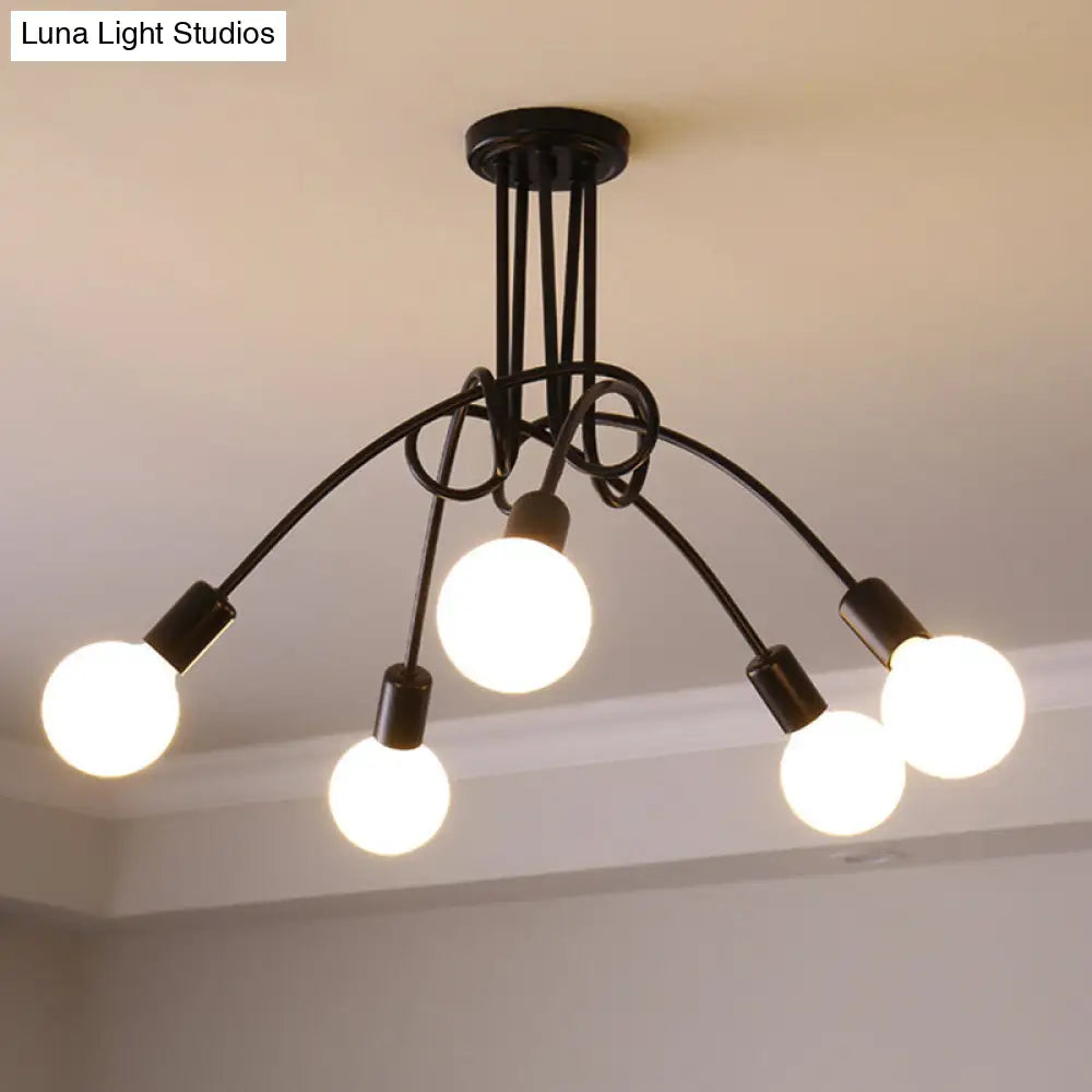 DecorBites™ DecorBites™ Loft Style Metal Flush Chandelier with Open Bulb Design for Bedroom Ceiling