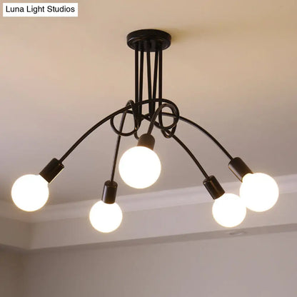 DecorBites™ DecorBites™ Loft Style Metal Flush Chandelier with Open Bulb Design for Bedroom Ceiling