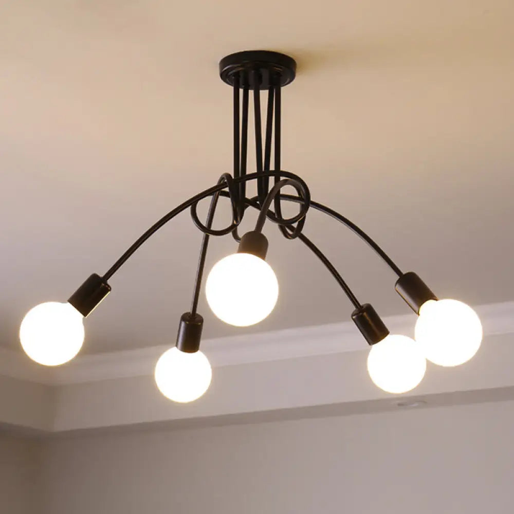 DecorBites™ DecorBites™ Loft Style Metal Flush Chandelier with Open Bulb Design for Bedroom Ceiling