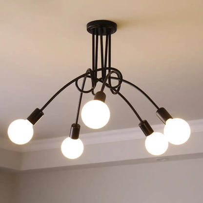 DecorBites™ DecorBites™ Loft Style Metal Flush Chandelier with Open Bulb Design for Bedroom Ceiling