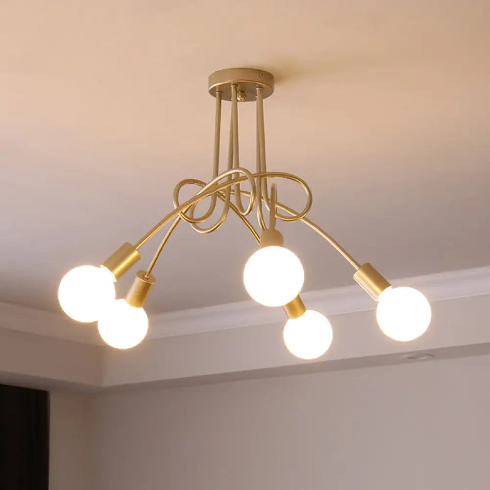 DecorBites™ DecorBites™ Loft Style Metal Flush Chandelier with Open Bulb Design for Bedroom Ceiling