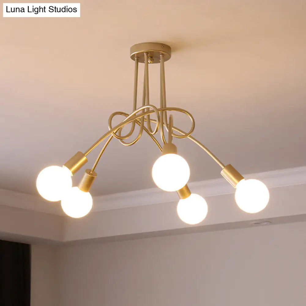 DecorBites™ DecorBites™ Loft Style Metal Flush Chandelier with Open Bulb Design for Bedroom Ceiling