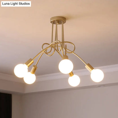 DecorBites™ DecorBites™ Loft Style Metal Flush Chandelier with Open Bulb Design for Bedroom Ceiling