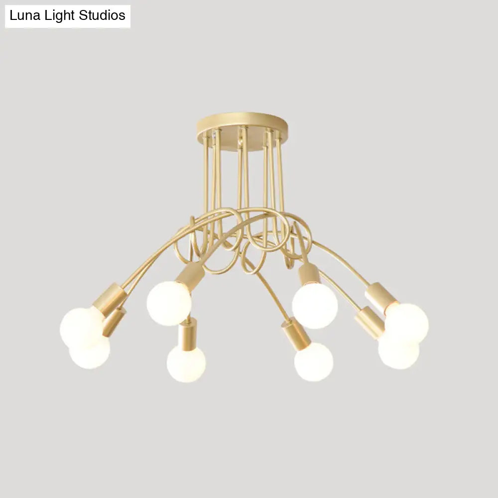 DecorBites™ DecorBites™ Loft Style Metal Flush Chandelier with Open Bulb Design for Bedroom Ceiling