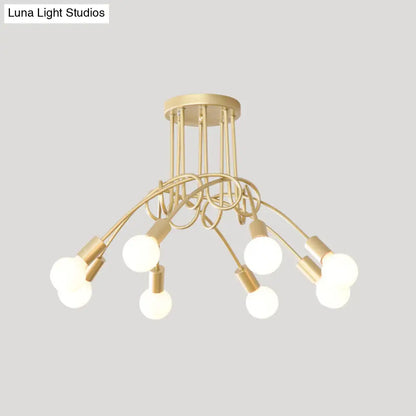 DecorBites™ DecorBites™ Loft Style Metal Flush Chandelier with Open Bulb Design for Bedroom Ceiling
