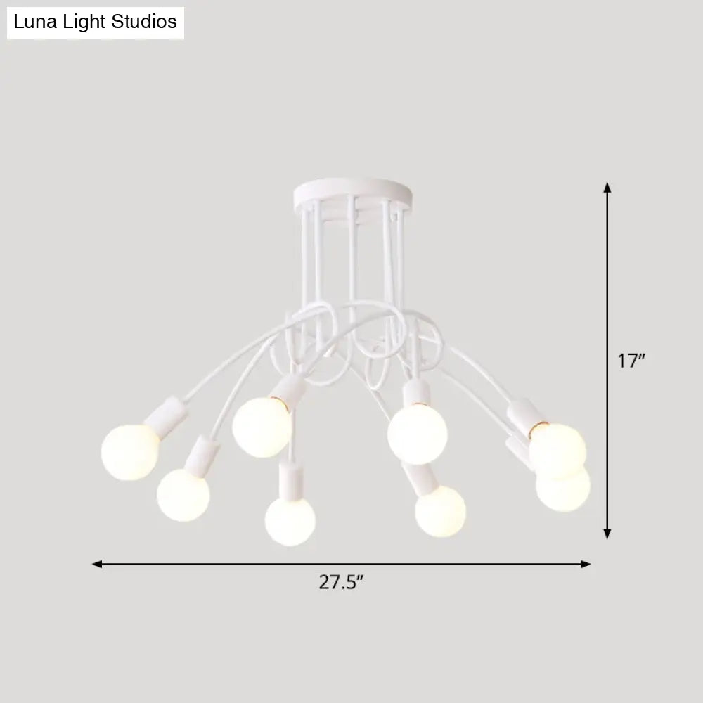 DecorBites™ DecorBites™ Loft Style Metal Flush Chandelier with Open Bulb Design for Bedroom Ceiling