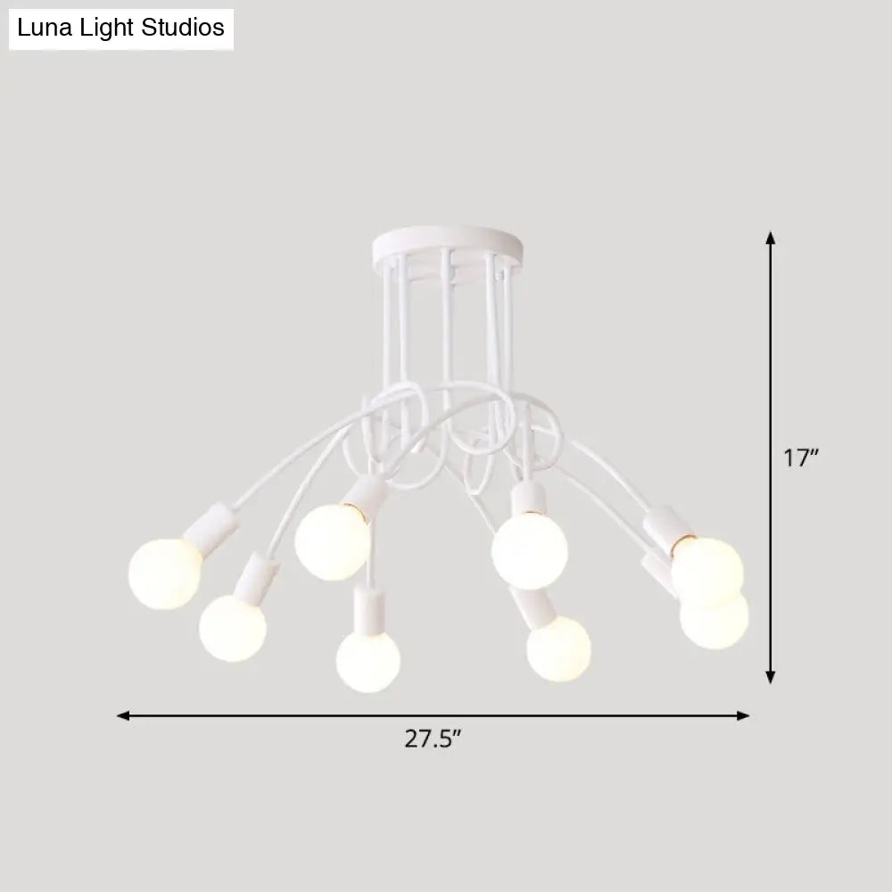 DecorBites™ DecorBites™ Loft Style Metal Flush Chandelier with Open Bulb Design for Bedroom Ceiling