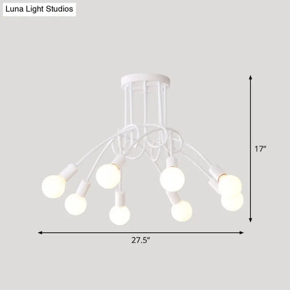 DecorBites™ DecorBites™ Loft Style Metal Flush Chandelier with Open Bulb Design for Bedroom Ceiling