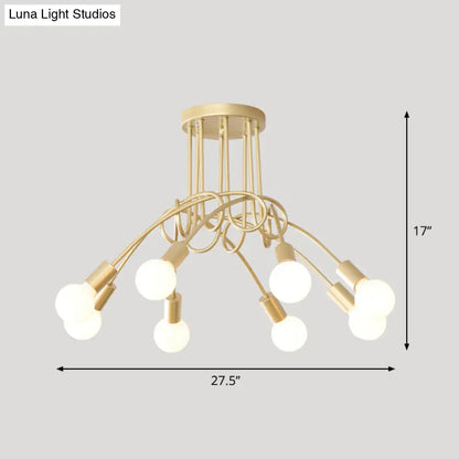 DecorBites™ DecorBites™ Loft Style Metal Flush Chandelier with Open Bulb Design for Bedroom Ceiling