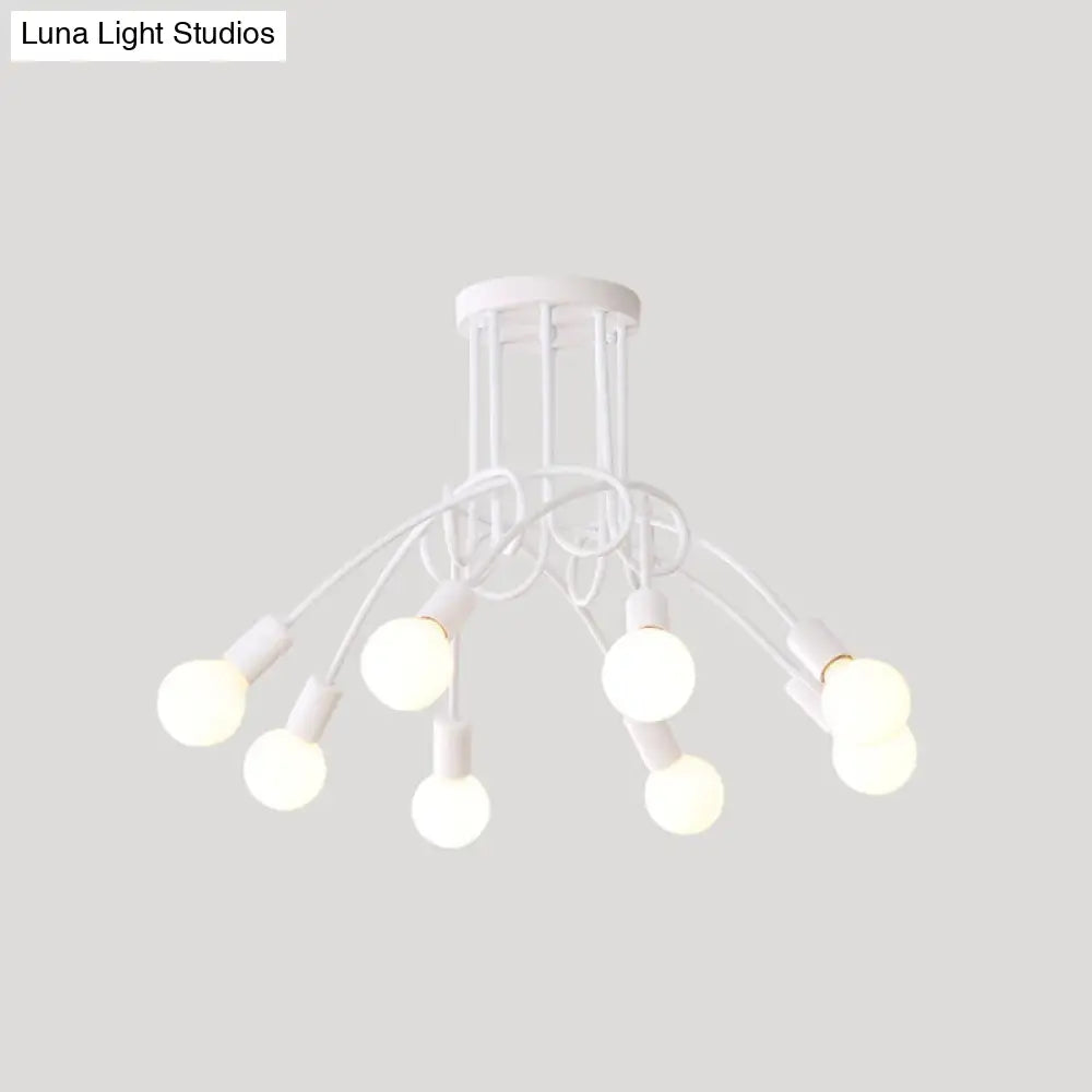DecorBites™ DecorBites™ Loft Style Metal Flush Chandelier with Open Bulb Design for Bedroom Ceiling