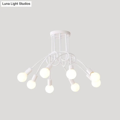DecorBites™ DecorBites™ Loft Style Metal Flush Chandelier with Open Bulb Design for Bedroom Ceiling