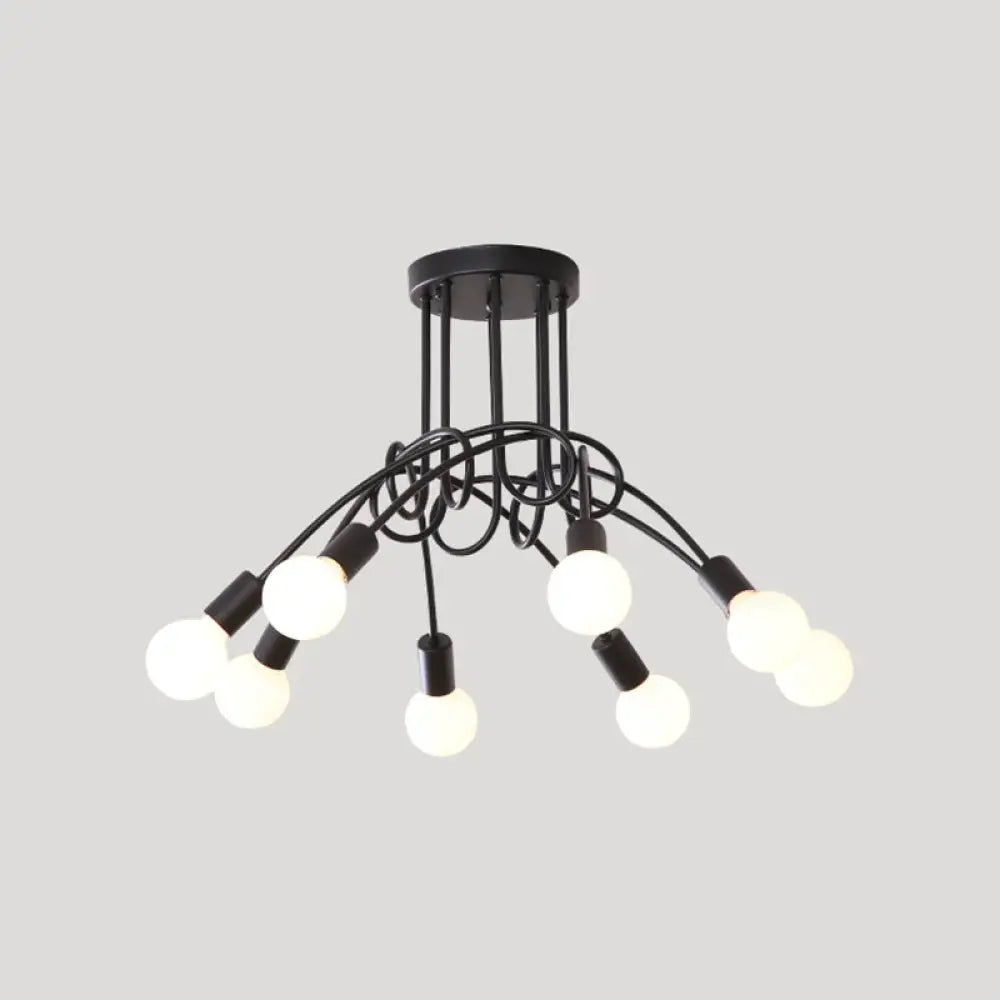 DecorBites™ DecorBites™ Loft Style Metal Flush Chandelier with Open Bulb Design for Bedroom Ceiling