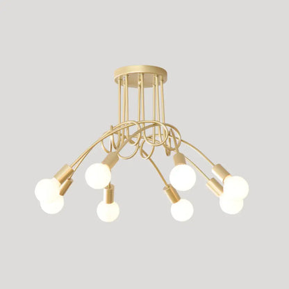 DecorBites™ DecorBites™ Loft Style Metal Flush Chandelier with Open Bulb Design for Bedroom Ceiling