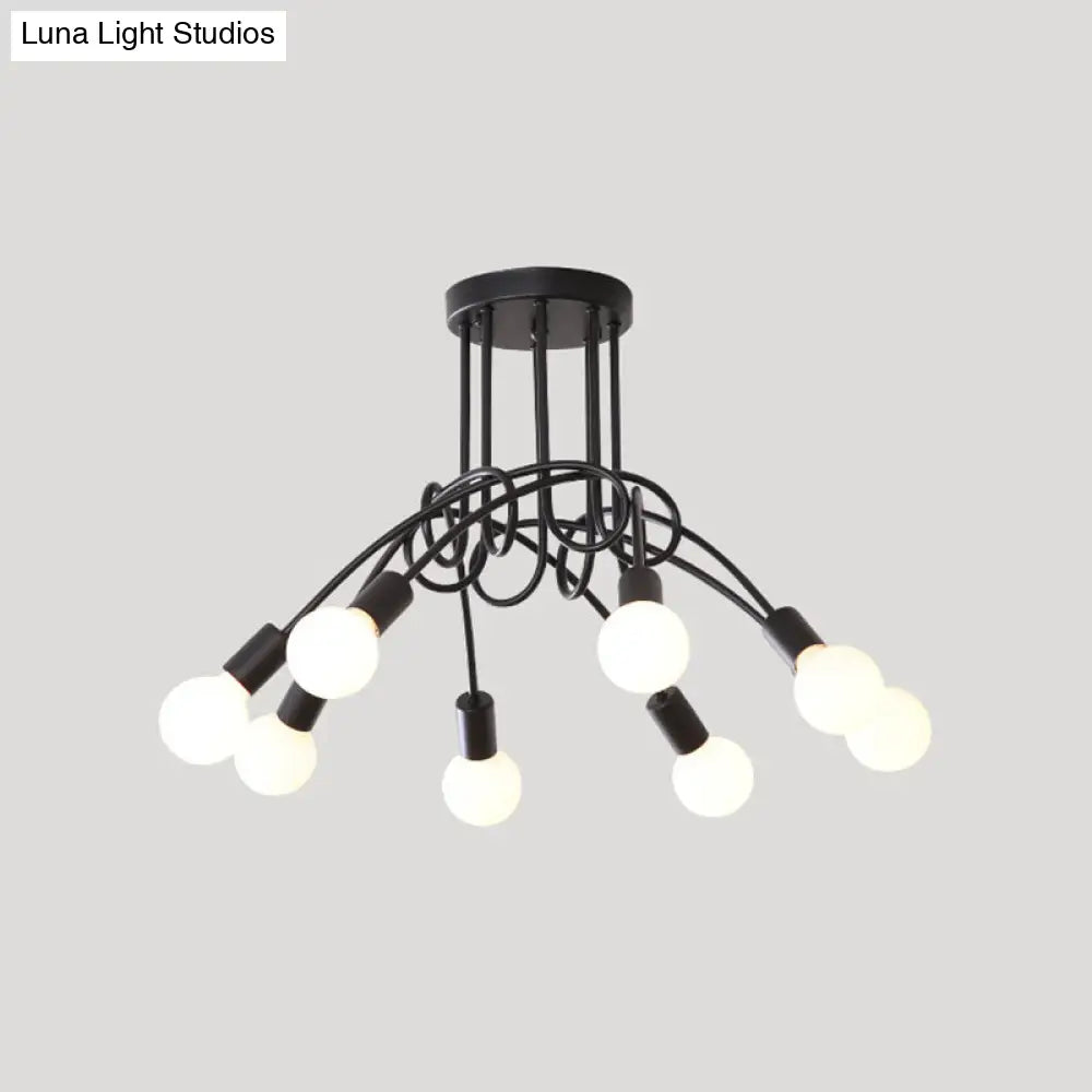 DecorBites™ DecorBites™ Loft Style Metal Flush Chandelier with Open Bulb Design for Bedroom Ceiling