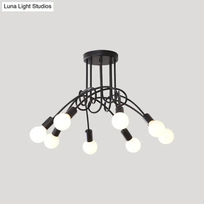 DecorBites™ DecorBites™ Loft Style Metal Flush Chandelier with Open Bulb Design for Bedroom Ceiling