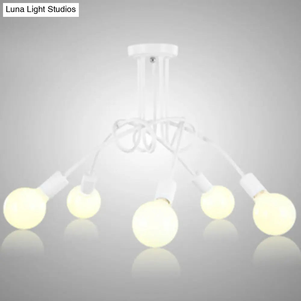 DecorBites™ DecorBites™ Loft Style Metal Flush Chandelier with Open Bulb Design for Bedroom Ceiling