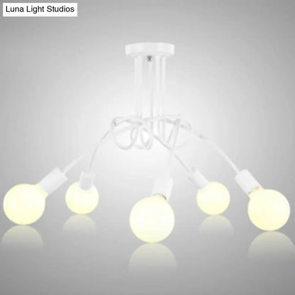 DecorBites™ DecorBites™ Loft Style Metal Flush Chandelier with Open Bulb Design for Bedroom Ceiling