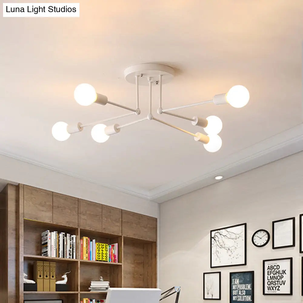 DecorBites™ DecorBites™ Loft Style Metallic Sputnik Ceiling Light, White Finish, 6/8 Lights, Semi Flush, Living Room Lighting