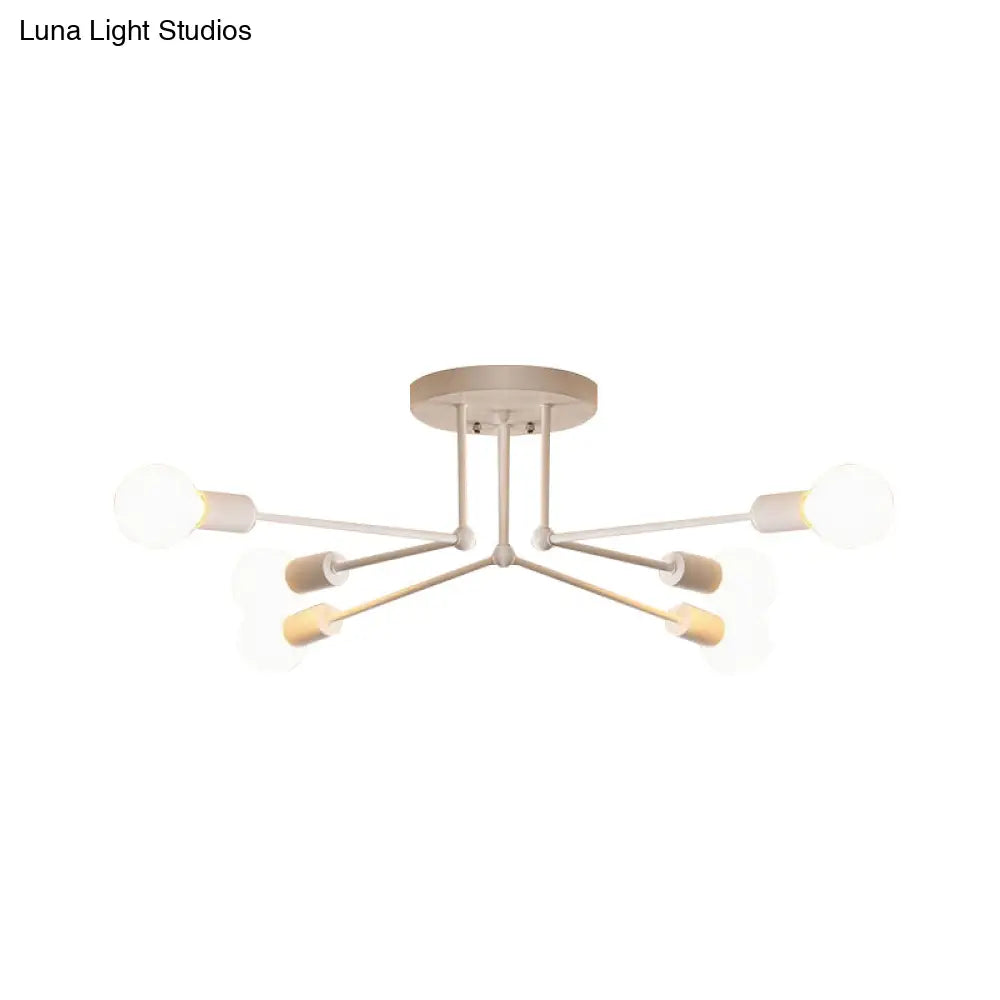 DecorBites™ DecorBites™ Loft Style Metallic Sputnik Ceiling Light, White Finish, 6/8 Lights, Semi Flush, Living Room Lighting
