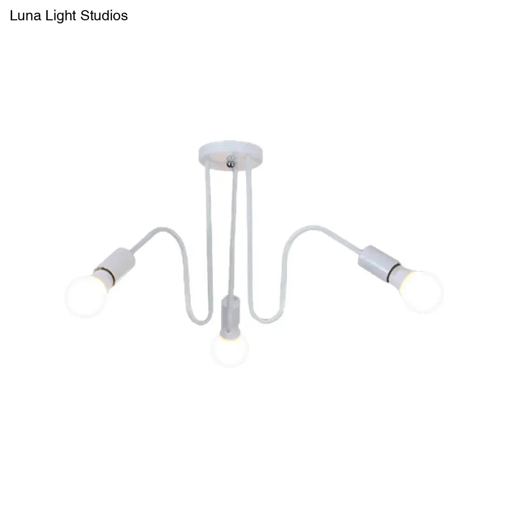 DecorBites™ DecorBites™ Loft Style Semi-Flush Mount Light: Exposed Metal, 3/5 Heads, Black/White Finish