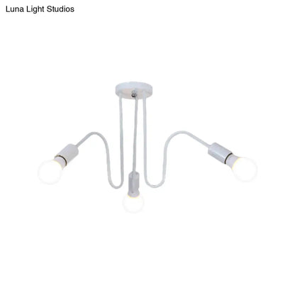 DecorBites™ DecorBites™ Loft Style Semi-Flush Mount Light: Exposed Metal, 3/5 Heads, Black/White Finish