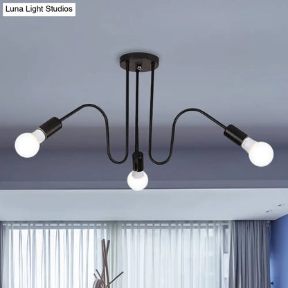 DecorBites™ DecorBites™ Loft Style Semi-Flush Mount Light: Exposed Metal, 3/5 Heads, Black/White Finish