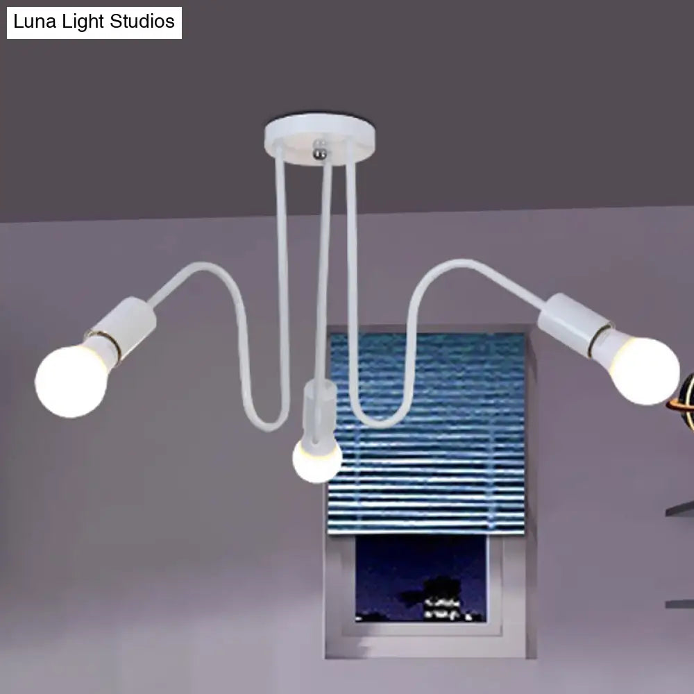 DecorBites™ DecorBites™ Loft Style Semi-Flush Mount Light: Exposed Metal, 3/5 Heads, Black/White Finish