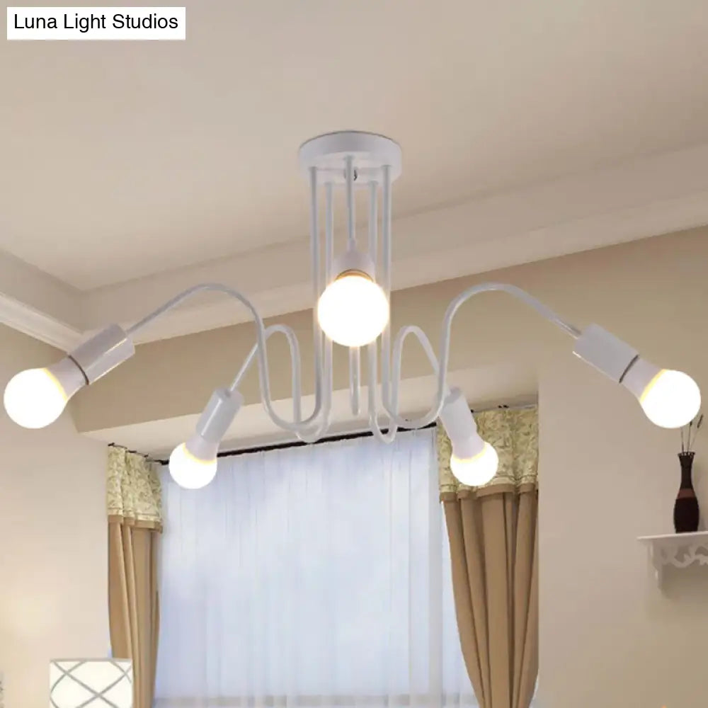 DecorBites™ DecorBites™ Loft Style Semi-Flush Mount Light: Exposed Metal, 3/5 Heads, Black/White Finish