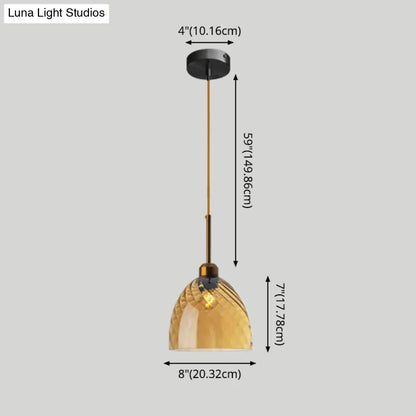 Loft Style Twisted Glass Hanging Lamp: Round Ceiling Light Fixture with 1 Bulb for Dining Room