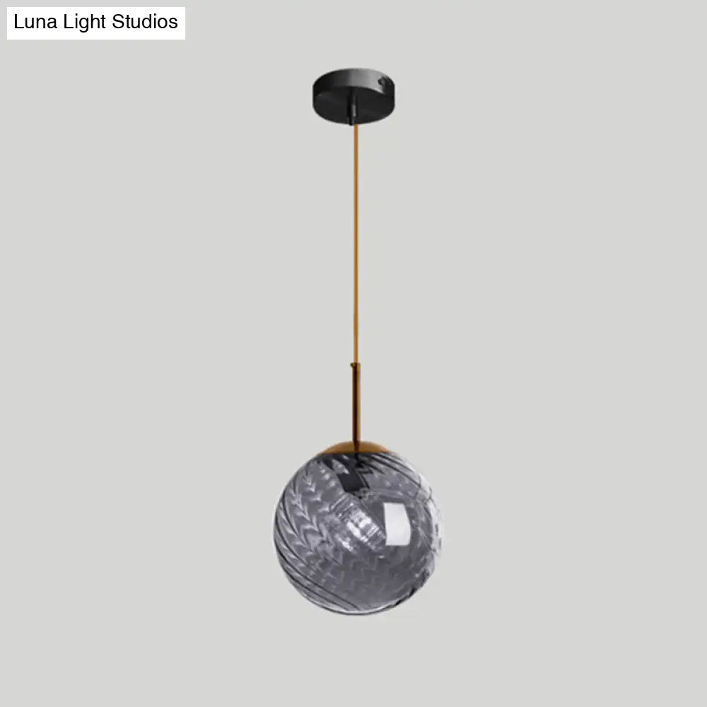 Loft Style Twisted Glass Hanging Lamp: Round Ceiling Light Fixture with 1 Bulb for Dining Room