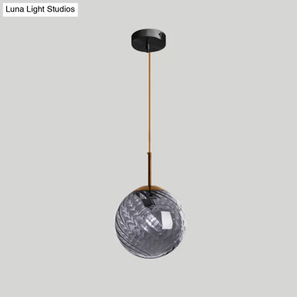 Loft Style Twisted Glass Hanging Lamp: Round Ceiling Light Fixture with 1 Bulb for Dining Room