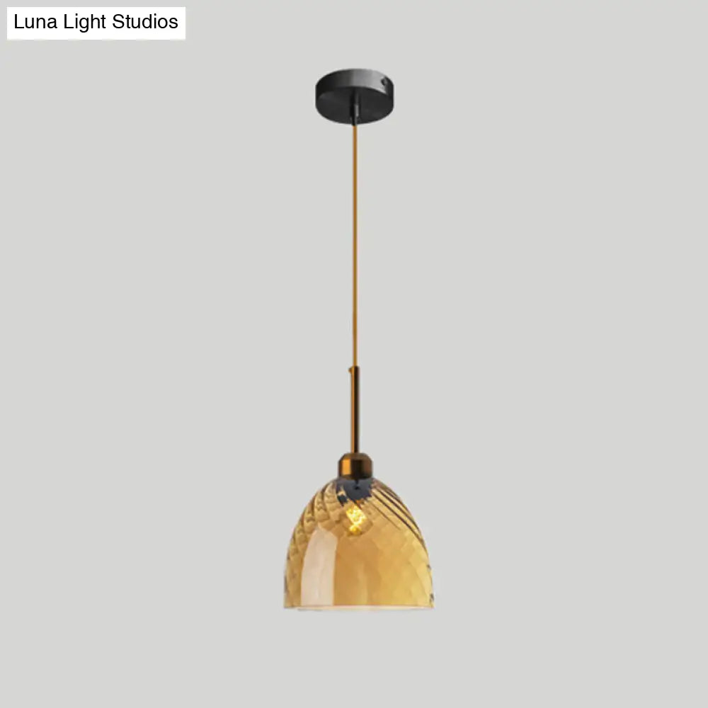 Loft Style Twisted Glass Hanging Lamp: Round Ceiling Light Fixture with 1 Bulb for Dining Room