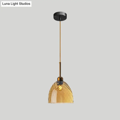 Loft Style Twisted Glass Hanging Lamp: Round Ceiling Light Fixture with 1 Bulb for Dining Room