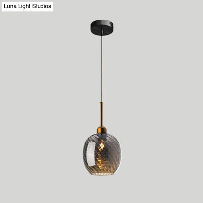 Loft Style Twisted Glass Hanging Lamp: Round Ceiling Light Fixture with 1 Bulb for Dining Room