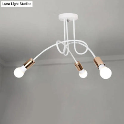 DecorBites™ DecorBites™ Loft Style Twisted Semi Flush Gold Ceiling Light Fixture with Open Bulb, 3/5 Heads