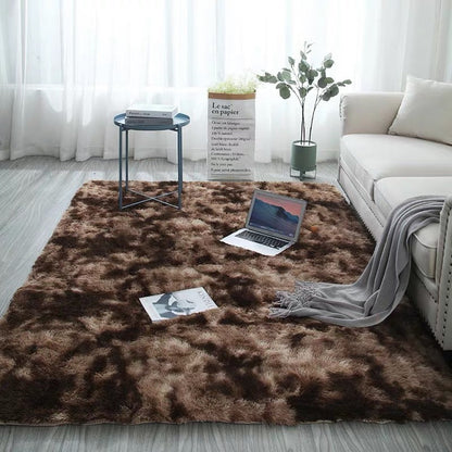 Brown shaggy rug with a textured pattern and soft pile, suitable for modern living spaces.