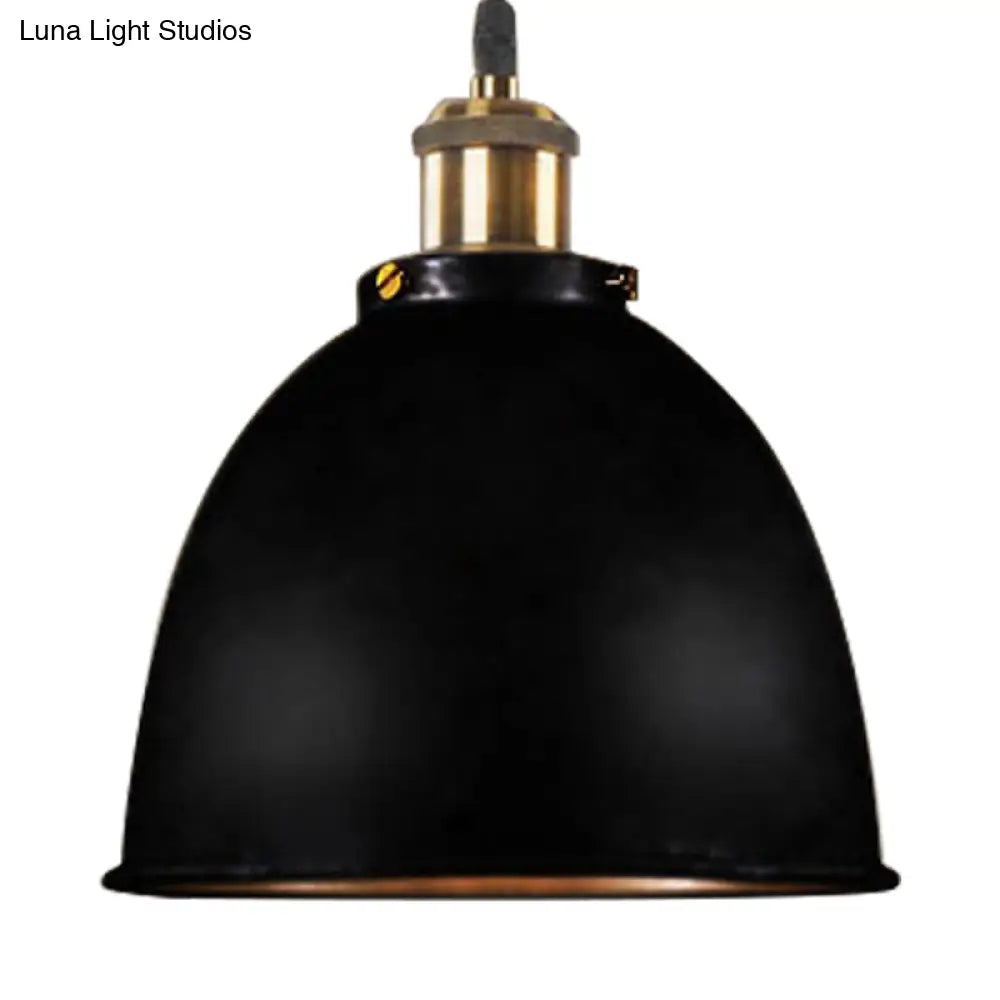 Lonie - Antique Antique Style Dome Pendant Lamp 1 Light Wrought Iron Hanging Light Fixture with Cord in Black/Rust