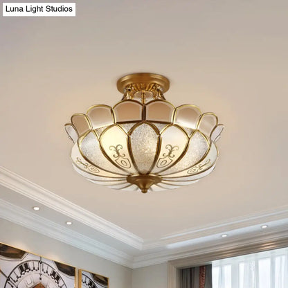 DecorBites™ DecorBites™ Lotus 4/5 Light Colonial Flush Mount with Frosted Glass - Gold Finishing