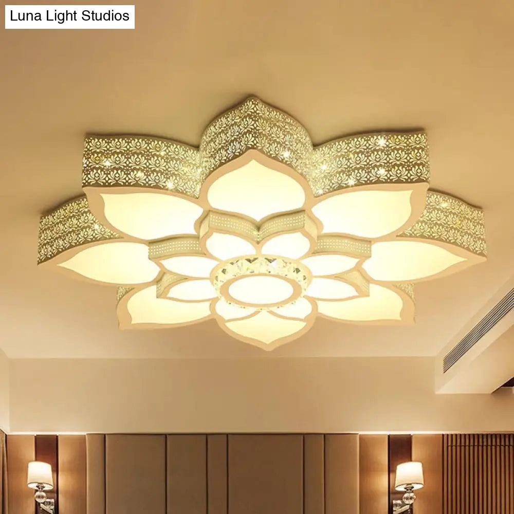 DecorBites™ DecorBites™ Lotus Crystal Flush Mount Light Fixture - White - 23.5"/29.5"/35.5" W - LED Ceiling Light in Warm/White Light