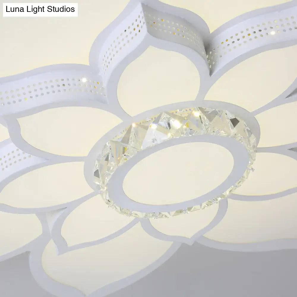 DecorBites™ DecorBites™ Lotus Crystal Flush Mount Light Fixture - White - 23.5"/29.5"/35.5" W - LED Ceiling Light in Warm/White Light